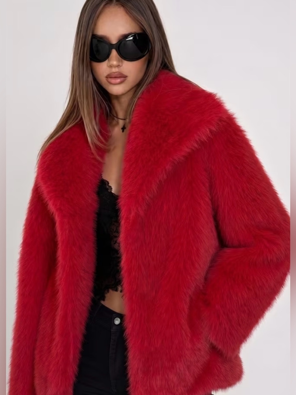 Red Faux Fur Coat